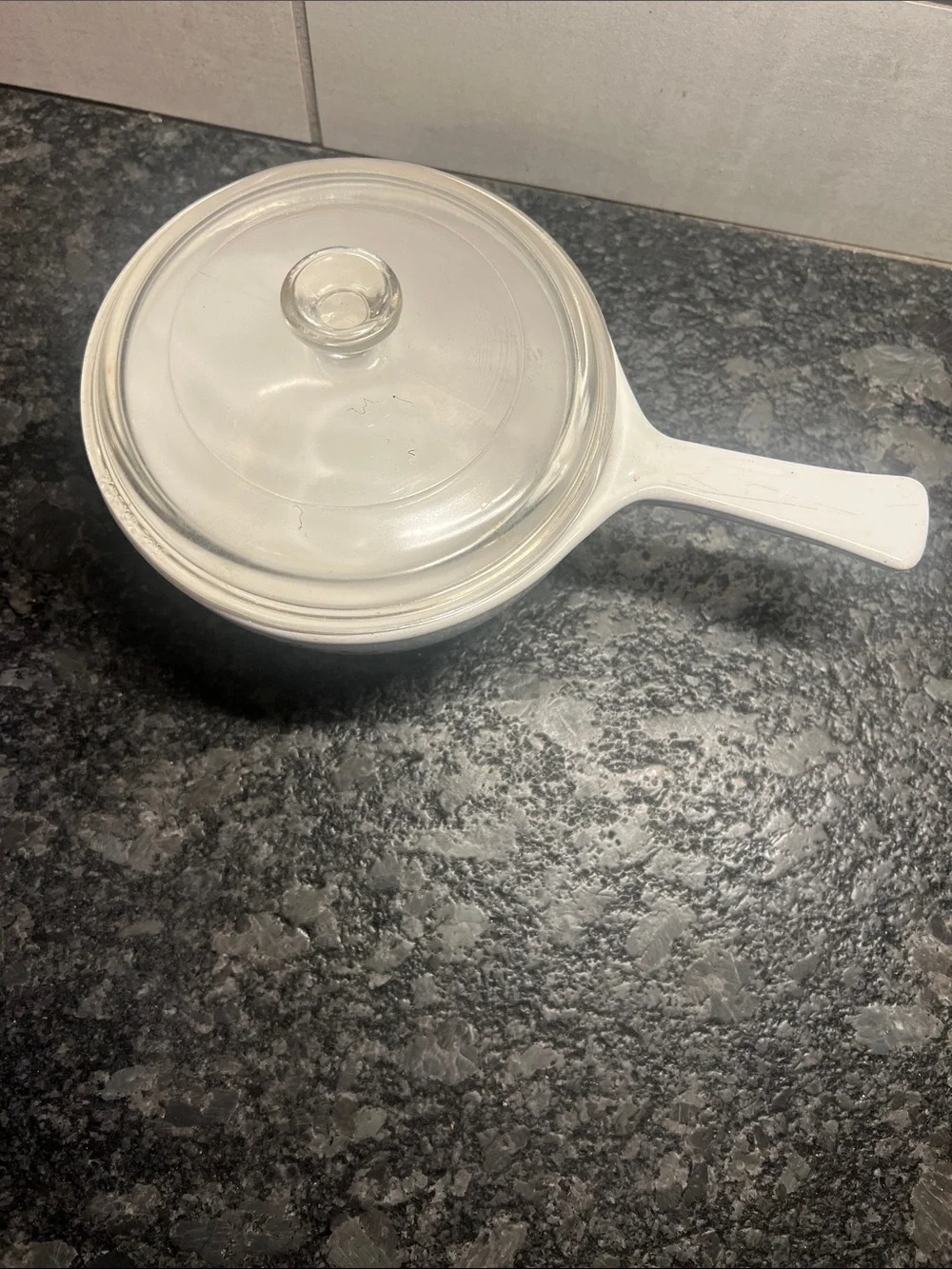 1-1/2 pt Corningware White Covered Saucepan with handle SPICE OF LIFE